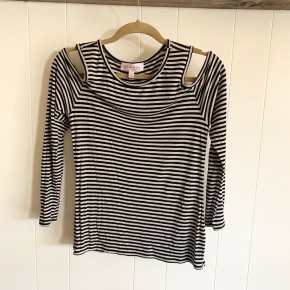 Philosophy Striped Cold Shoulder Long Sleeve Top Size Large - Picture 3 of 7